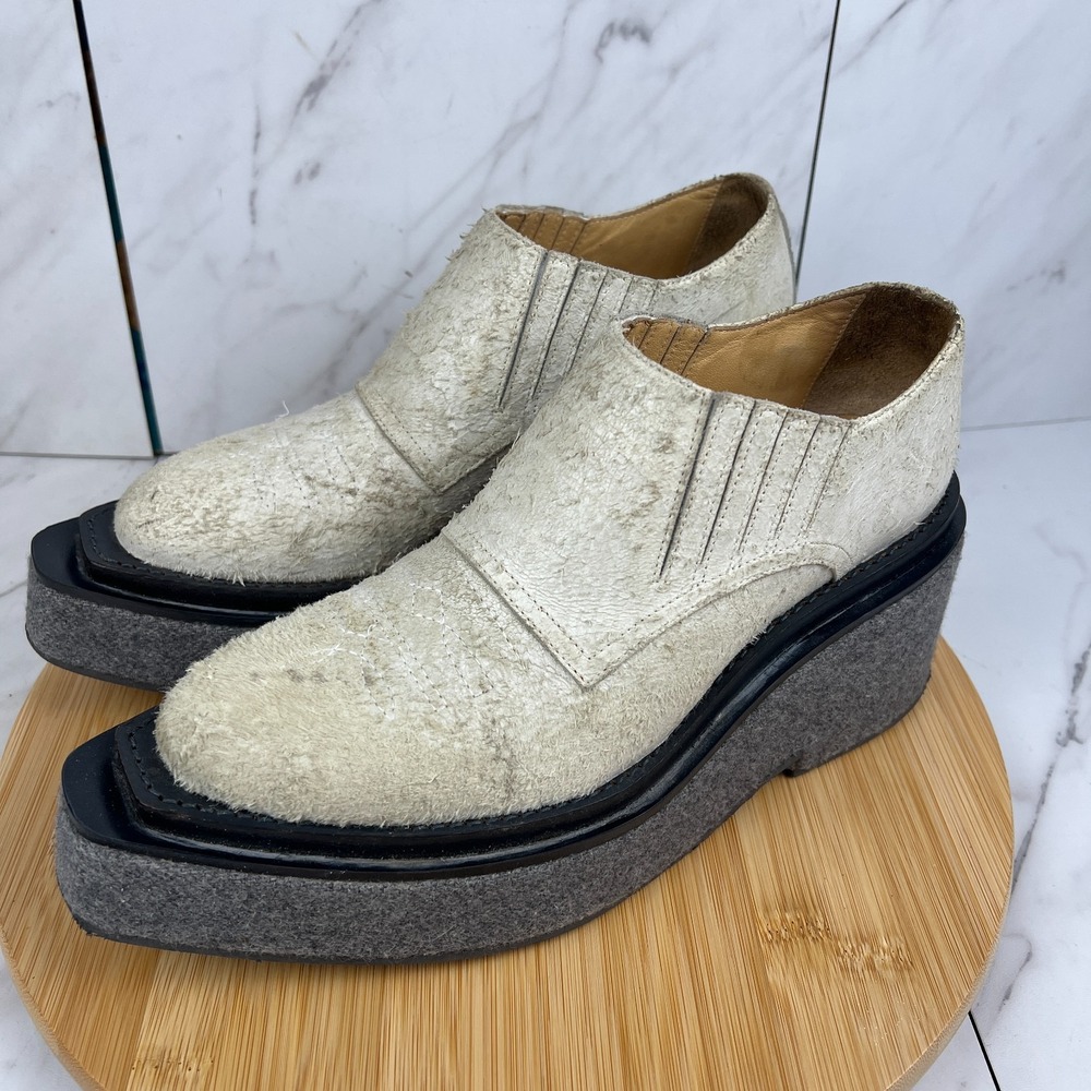 MM6 Maison Margiela Womens Size 8 [EU 38] Cream Suede Platform Felt Boots Shoes - Picture 3 of 12